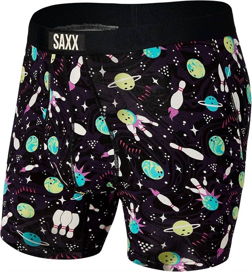 NEW SAXX men's ultra boxer brief in black cosmic bowling